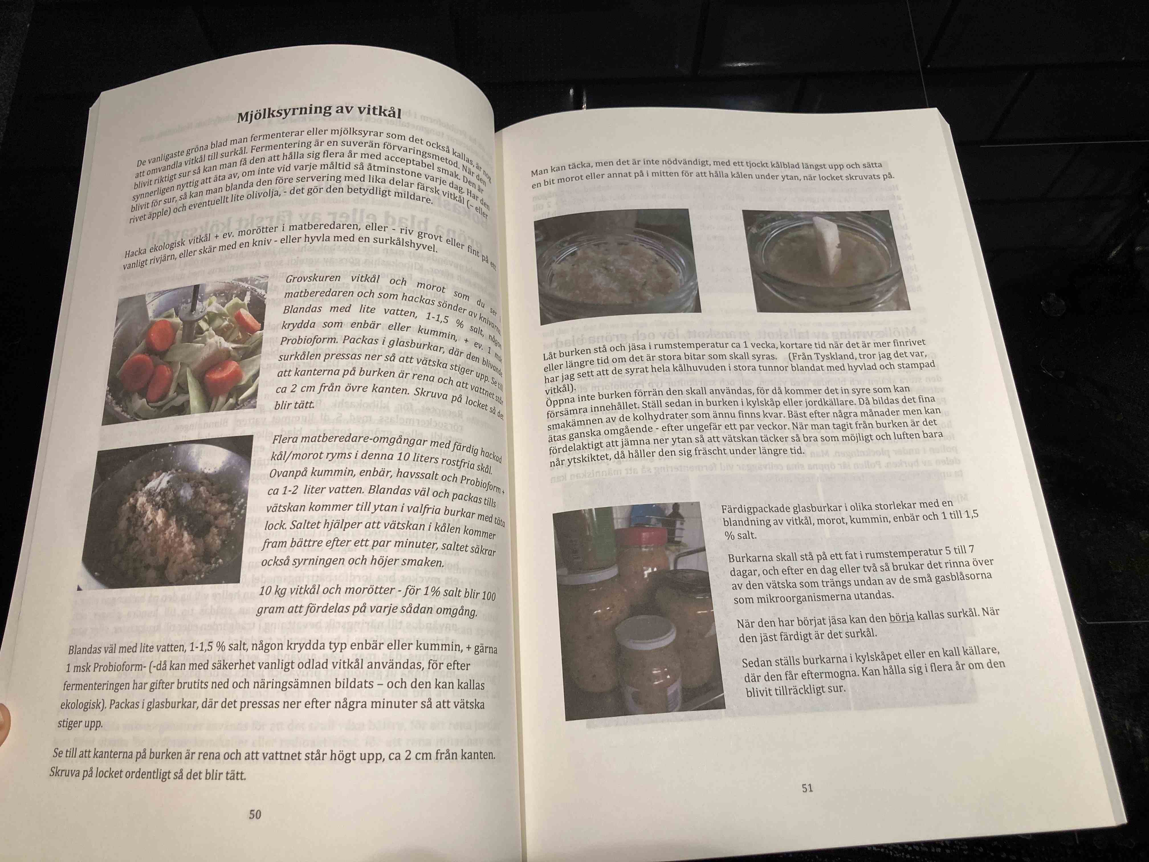 Uppslag boken Vildväxande med information om mjölksyrning