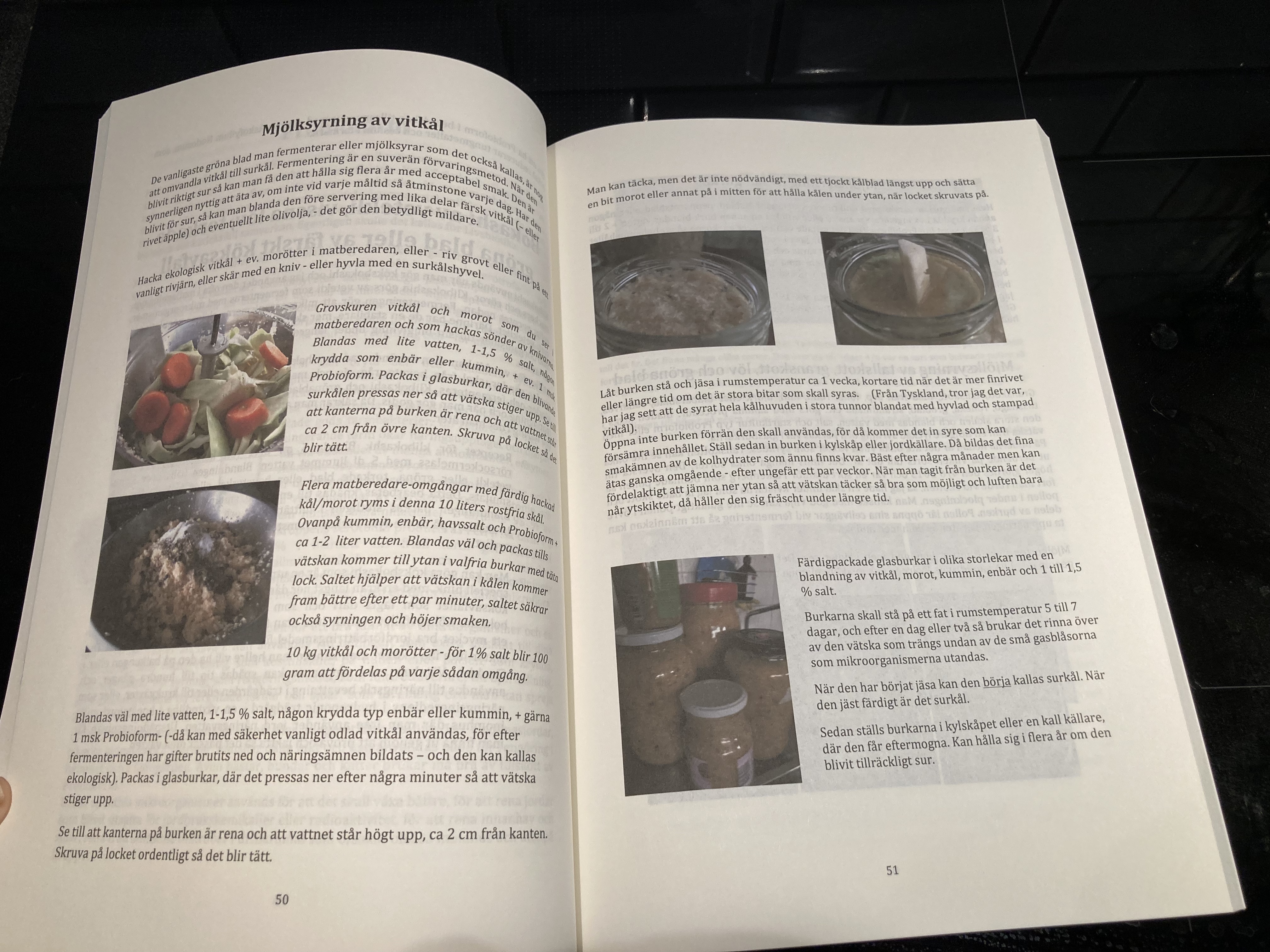 Uppslag boken Vildväxande med information om mjölksyrning
